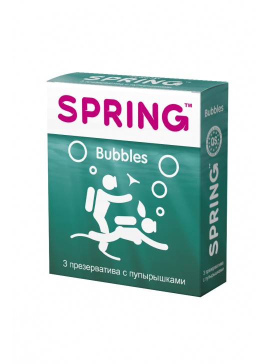 Презервативы SPRING BUBBLES - с пупырышками 3шт