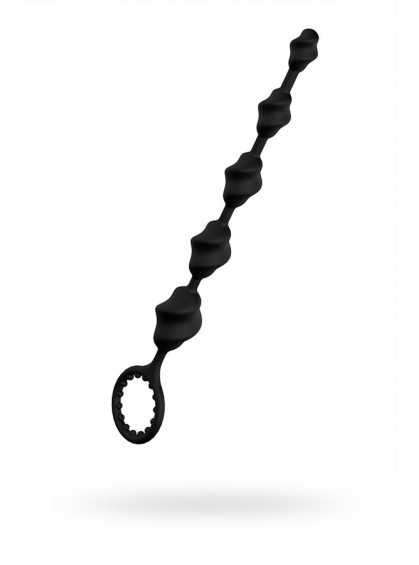 Анальная цепочка S-HANDE LALA с эрекционным кольцом, чёрная, 23,1 см